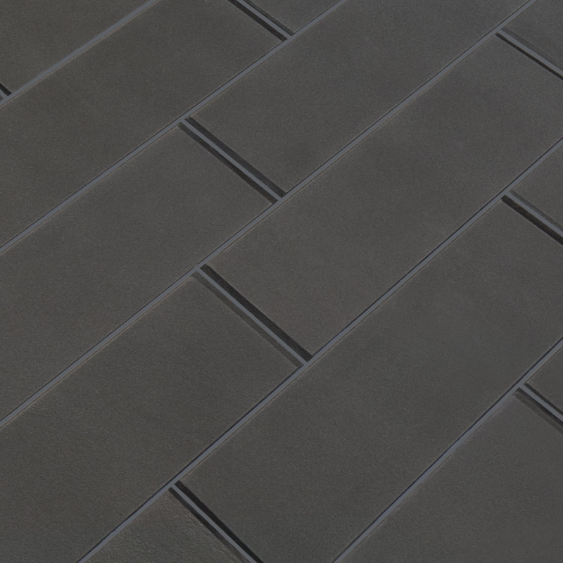 Subway 4 in. x 12 in. Glossy Glass Mosaic Wall Tile, Platinum Gray