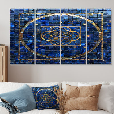 «Balance Flower Of Life», ensemble de 4 décorations murales géométriques bleues et or