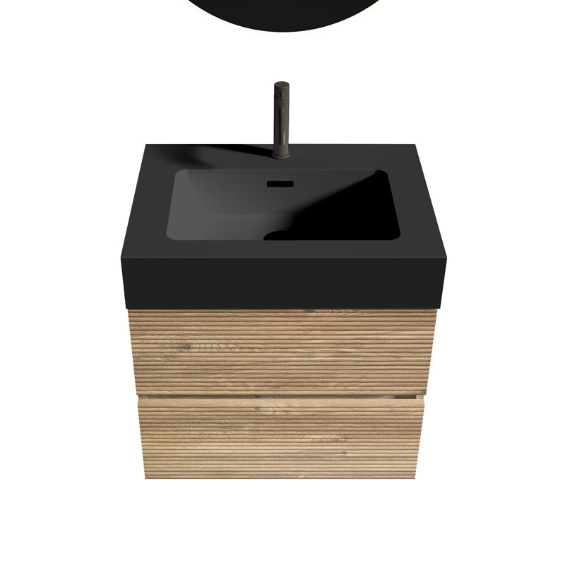 Meuble-lavabo élégant à double tiroir en quartz chêne avec un design flottant moderne pour des salles de bain luxueuses