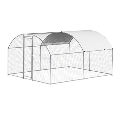 Metal Chicken Coop 9.8x13.1x6.5 ft Walk-in Chicken Run with Cover Doom Roof