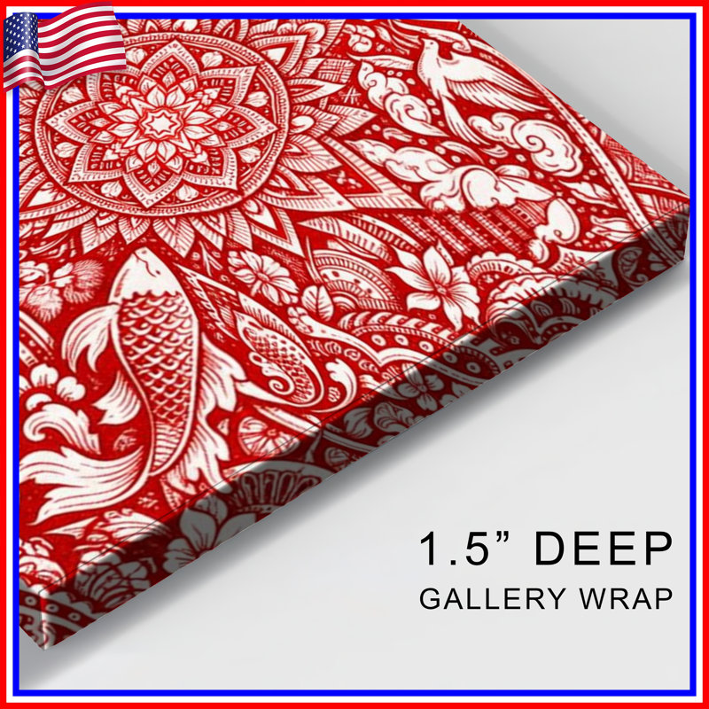 Toile tendue complexe rouge Mandala, 16 x 20 pouces
