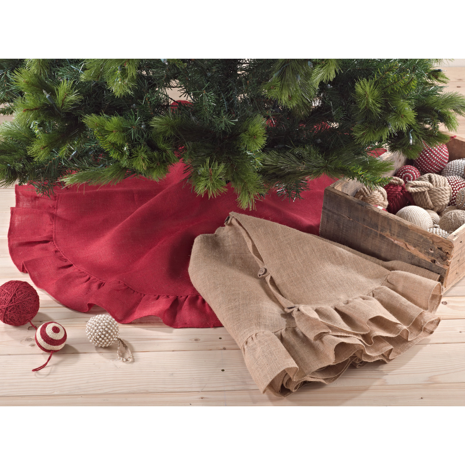 The Holiday Aisle® Sloane Tree Skirt, Red, 72" W