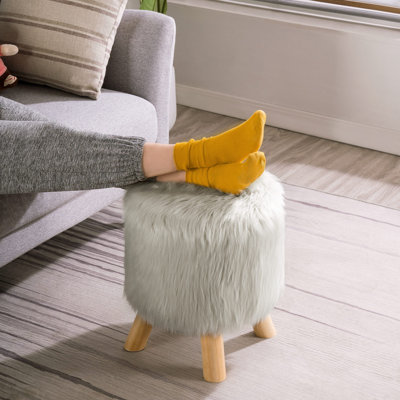 Tabouret de repose-pieds en fourrure artificielle Adelfina
