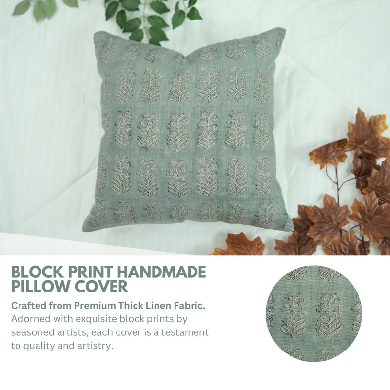 Linen Square Indoor/Outdoor Pillow Cover, 14" x 14"