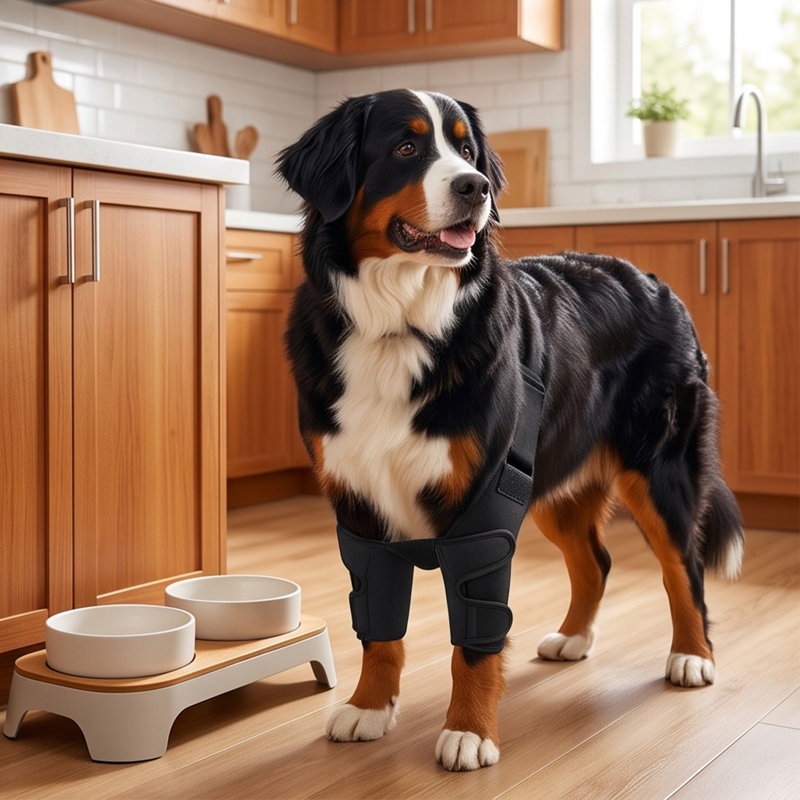 Ceramic Cat Bowl Dog Leg Brace Knee Support Adjustable Joint Protector For Front And Rear Legs Mobility Support For Small Medium And Large Dogs