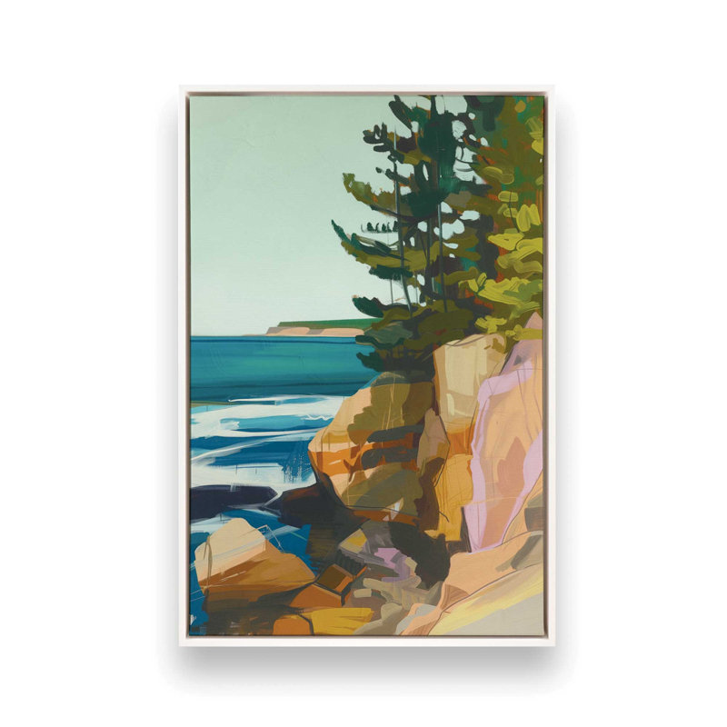 Seacliff Whispers V2 sur toile par Azure Artisanal Studio, reproduction, Cadre flottant blanc opaque