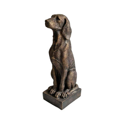 Vintage Bronze Sitting Hound Dog Statue, 29''  Resin Hunting Dog Sculpture Decor for Farmhouse Living Room Entryway Table Shelf Indoor Home Decor Rustic Western Dog Figurine Gift for Hunter Dog Lover