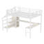 Grand lit mezzanine avec bureau en L, port USB, garde-robe, tablette et DEL, lit mezzanine en bois et en métal pour adolescents, enfants