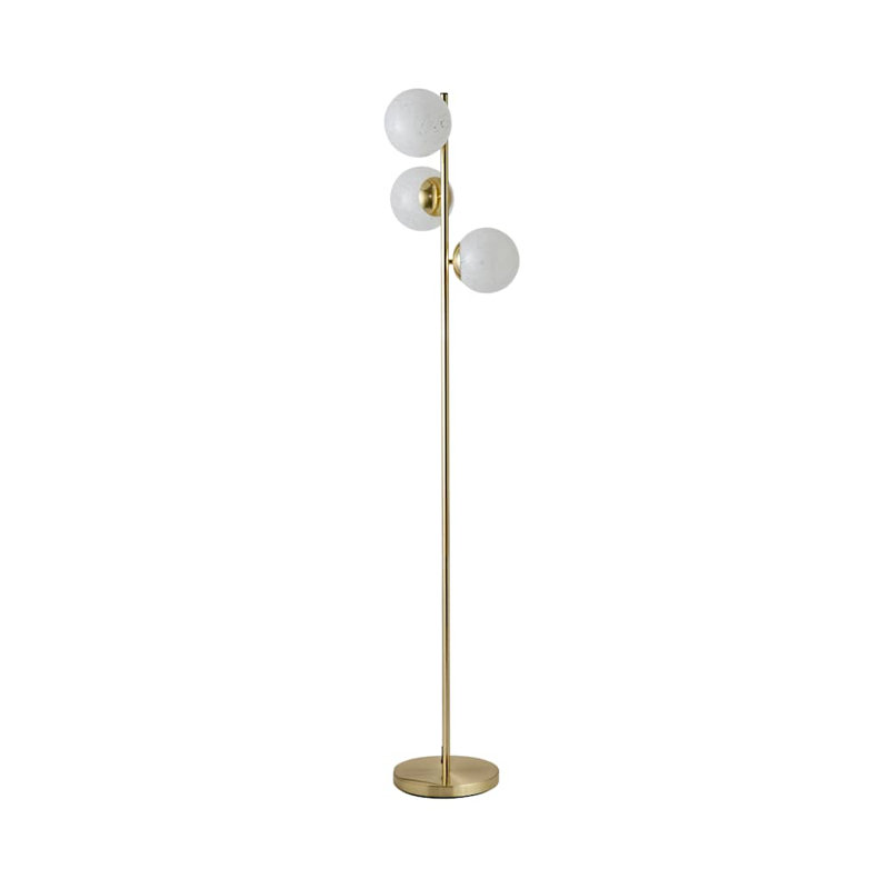 Alcivar Gold 3 Way Floor Lamp with White Confetti Glass Globe Shades