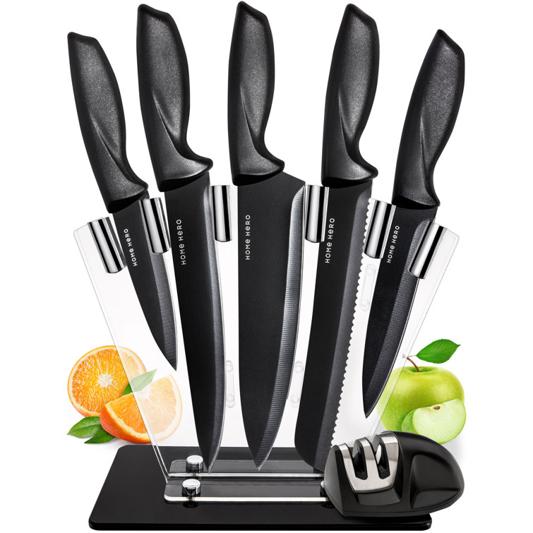 Home Hero - Steak Knives - Serrated Kitchen Steak Knives Set - Dishwasher  Safe - 8 Pcs, Black 