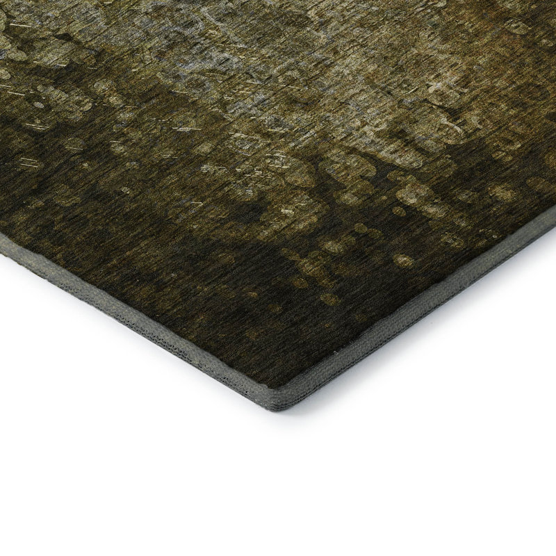 Tapis brun Cerrito AMF565 lavable à la machine de qualité supérieure, Rectangulaire 3 pi x 5 pi