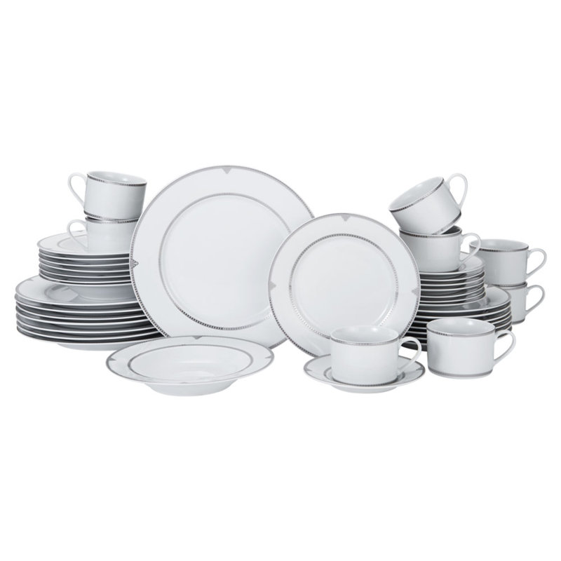 Regent Bead 40-Piece Porcelain Dinnerware Set, Service for 8