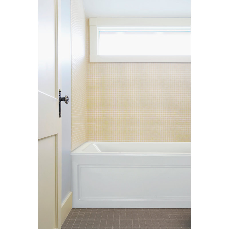 Sydney 60'' L Whirlpool Bathtub, Biscuit, Left, Matte Black