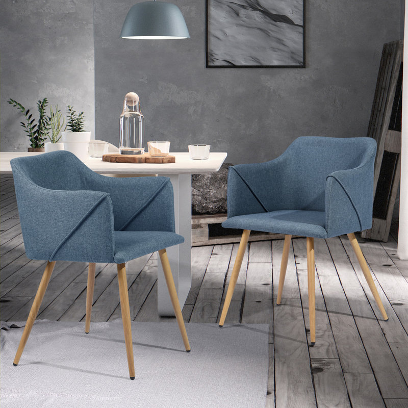 Agra 47cm H Polyester Blend Upholstered Armchair in Grey, Blue