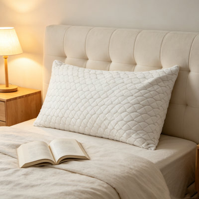 Grand oreiller pour dormir, oreiller en mousse à mémoire de forme de style hôtelier, coussin de soutien réglable avec taie d'oreiller en fibres naturelles pour les personnes qui dorment sur le côté, le dos et le ventre