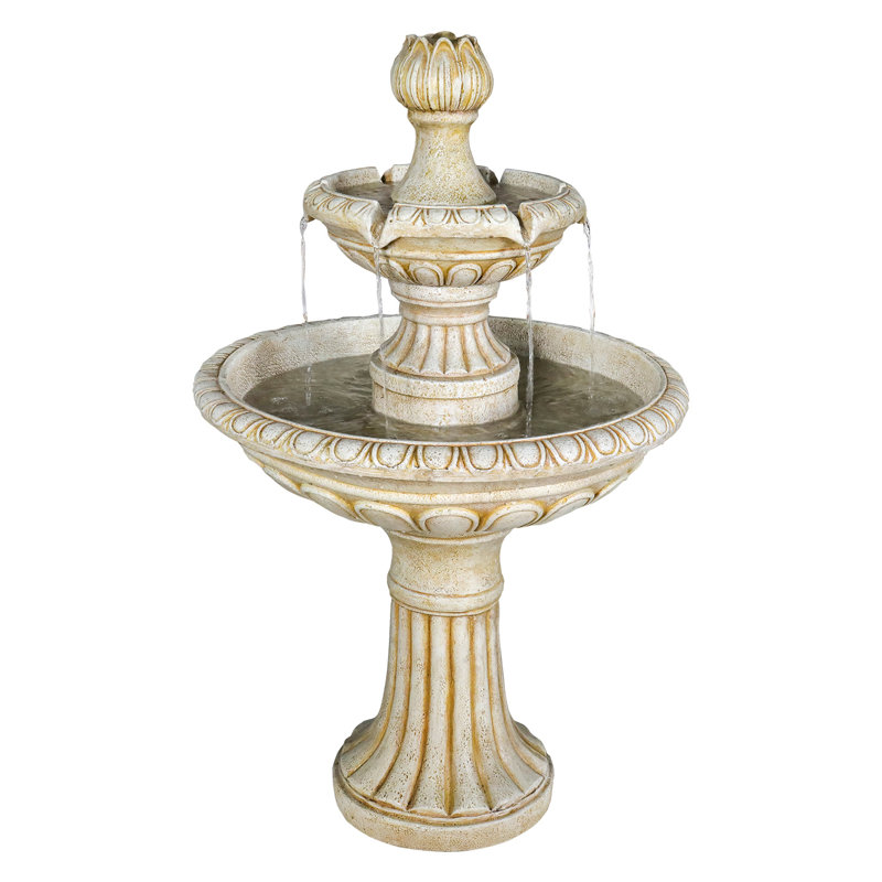 SunJet 40.5" Tall 3-Tier Pagoda Concrete Water Fountain