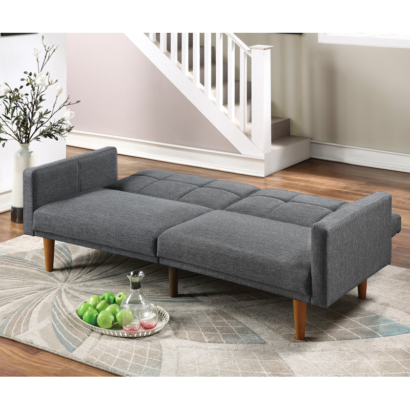 Reste 80'' Upholstered Convertible Sofa, Blue Gray Linen Blend