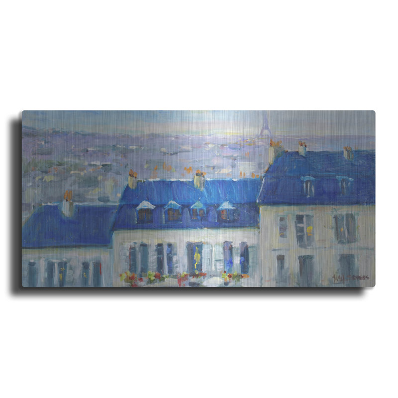 Art mural en métal luxueux «Paris Rooftop» par Allayn Stevens, 24 po x 12 po, H 12 po x l 24 po