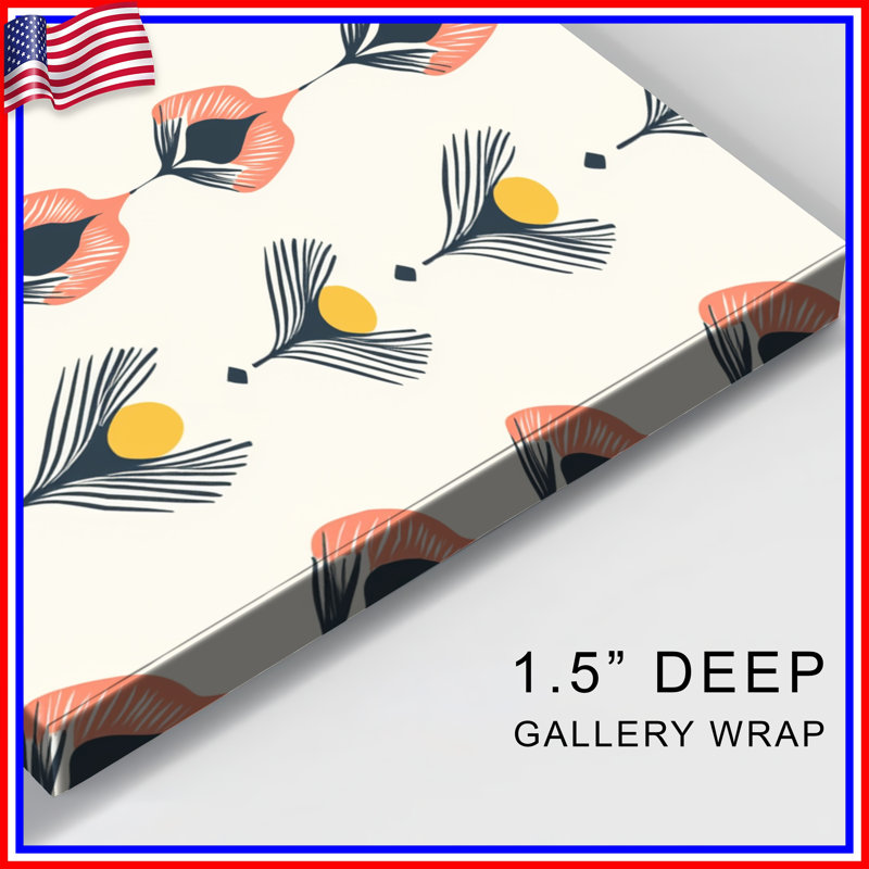 Art Deco Floral Motif Canvas Gallery Wrap in Many Sizes, 12 x 12 inches