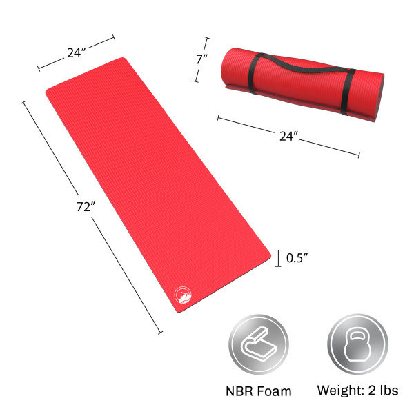 Coussin de sommeil en mousse - Tapis de camping rouge épais de 0,50 po pour les tentes pour lit de bébé - antidérapant, Rouge
