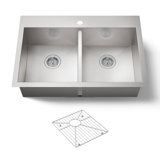 Vault™ Double Bowl Kitchen Sink with Single Faucet Hole