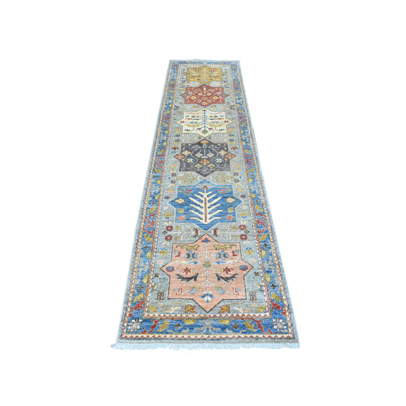 Tapis de couloir gris en laine noué à la main 2 pi 7 pi x 10 pi 2 po B29CDC638EDE4FAA8C376BFF1CC0A0CA