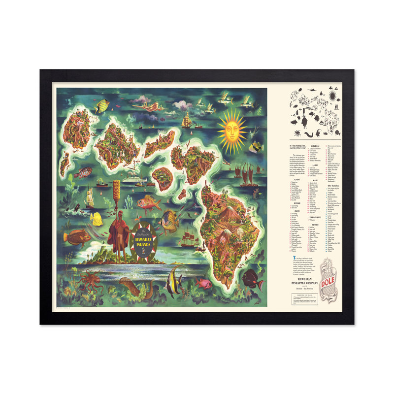Carte des îles hawaïennes, H 11 po x l 14 po, Affiche, Sans cadre