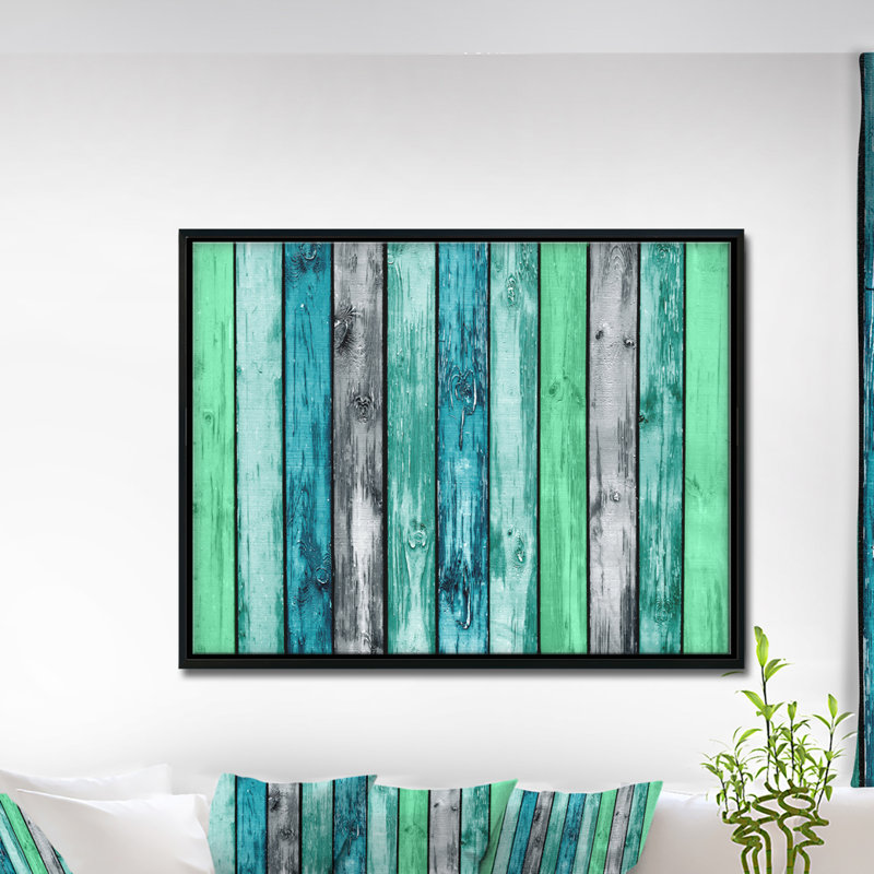 «Painted Wooden Planks», peinture, H 30 po x l 40 po x P 1,5 po, Cadre flottant noir