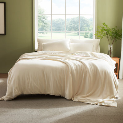Ensemble de housse de couette en viscose de bambou naturel avec taies décoratives