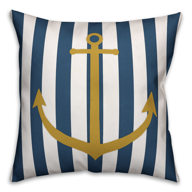  Housse et insert de coussin carré à rayures Nautical Anchor