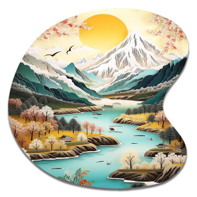 Neige couverte de sommets en montagne I - paysage de forme unique, art mural en métal au Japon, sculpture murale en métal Freeform