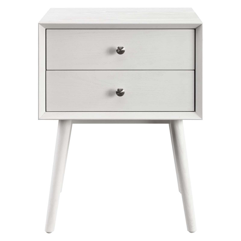 Ember Wood Mid-century Modern Nightstand, White