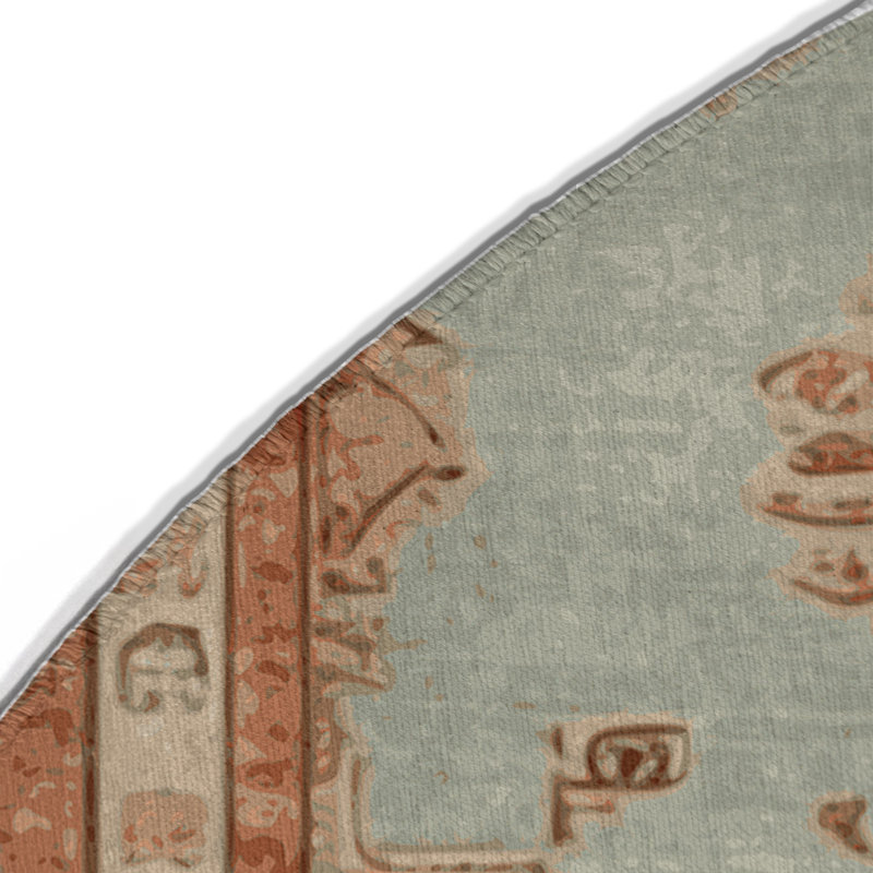 Overdyed Beige Indoor and Outdoor Area Rug, Round 5'