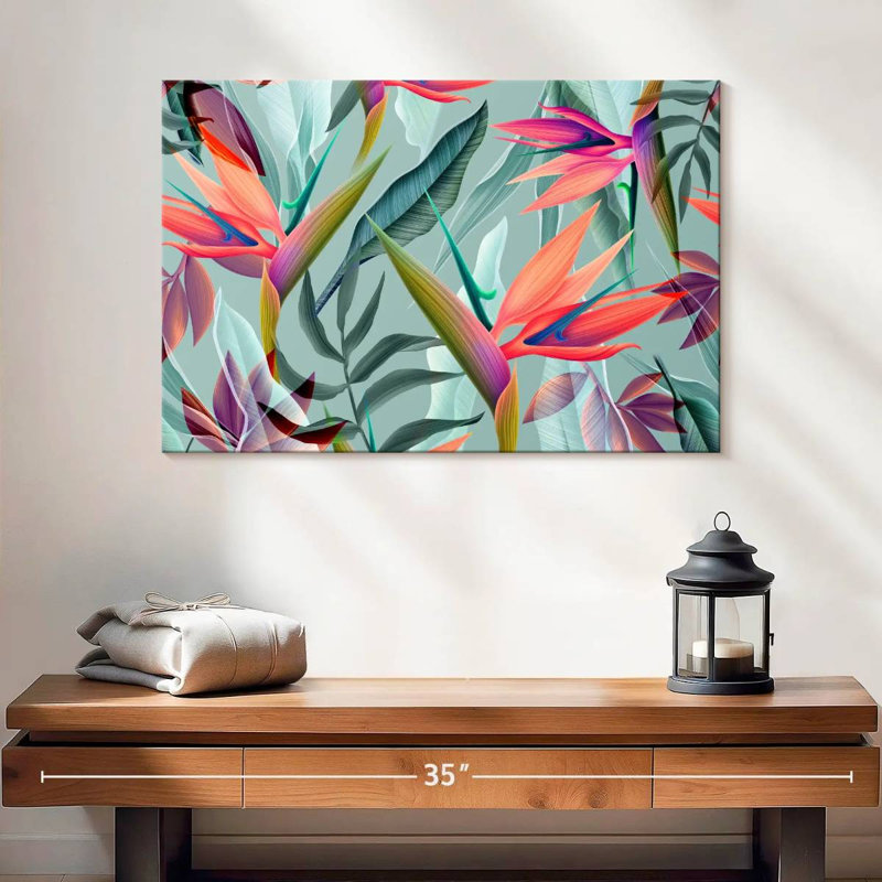 Harnek, oiseau de paradis, fleurs, H 16 po x l 24 po