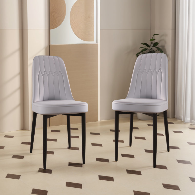 Ensemble de 2 chaises parsons rembourrées en cuir Pu, Gris