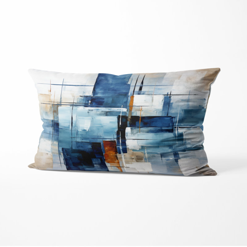 Coussin décoratif Abstract Shapes - Cerulean Cubism Shapes, H 12 po x l 20 po