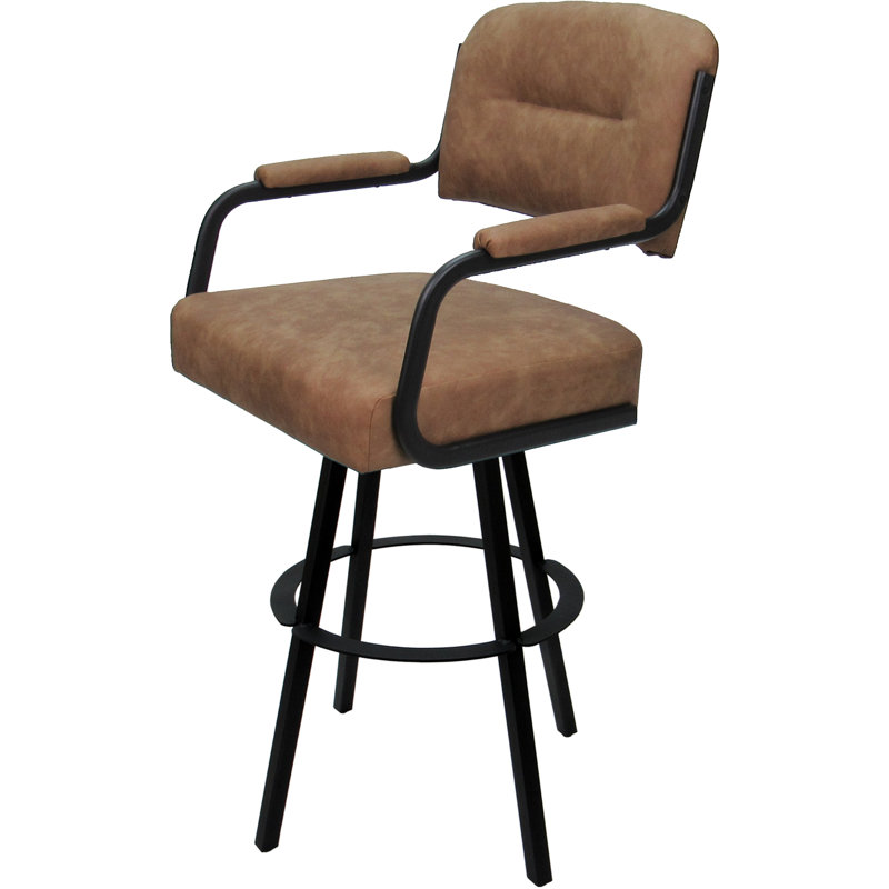 Tabouret de bar pivotant Kambria, Vinyle brun / cadre noir