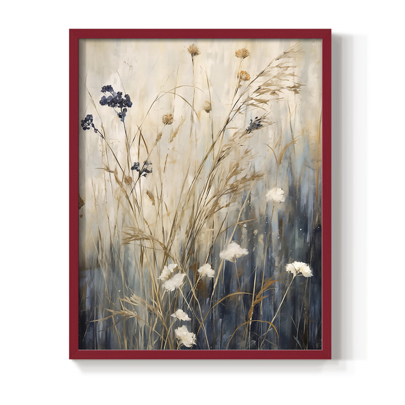 Reproduction encadrée FLORAL Series DCCDXVI - bois massif, H 21 po x l 17 po, Rouge