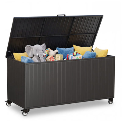 Grande boîte de rangement pour l'extérieur avec roulettes 250 gallons, noir