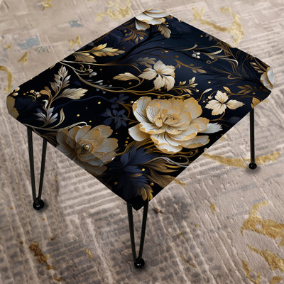 Moonlit Whispers Moody Patterns - Damask Rectangle Ottoman
