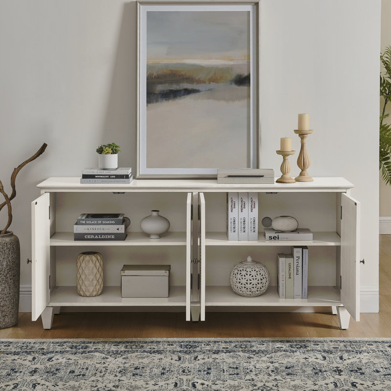 Buffet 65,5 po Mid Century Modern Buffet, Blanc antique