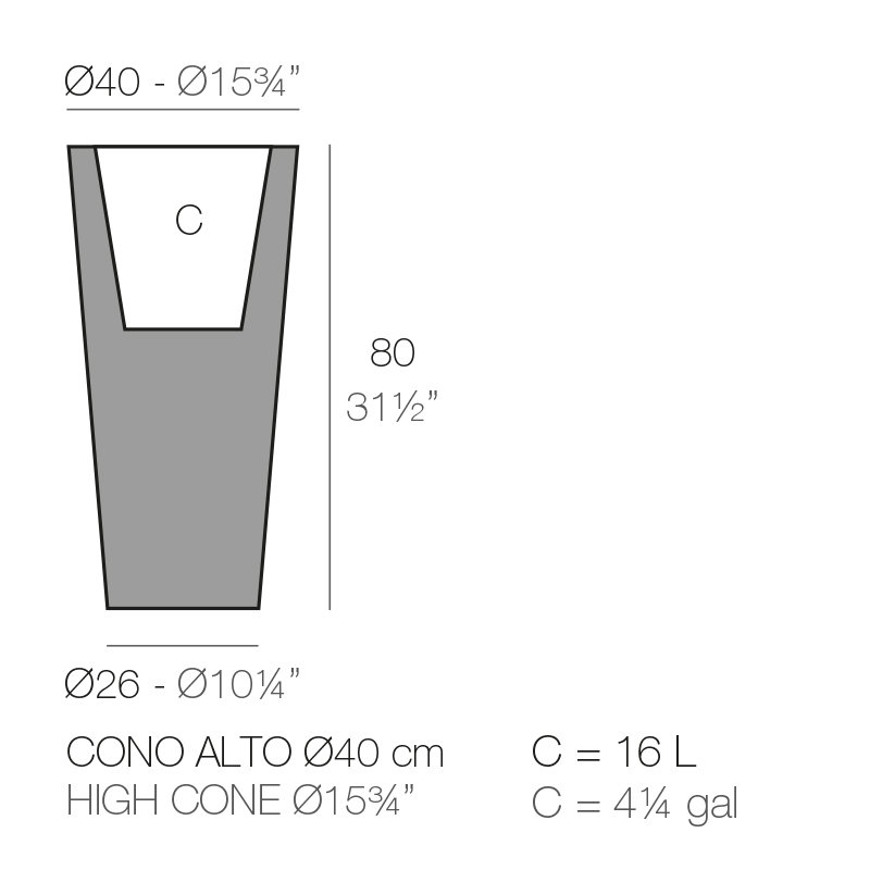 Cone Resin Pot Planter, 41" H x 47.25" W x 47.25" D, White