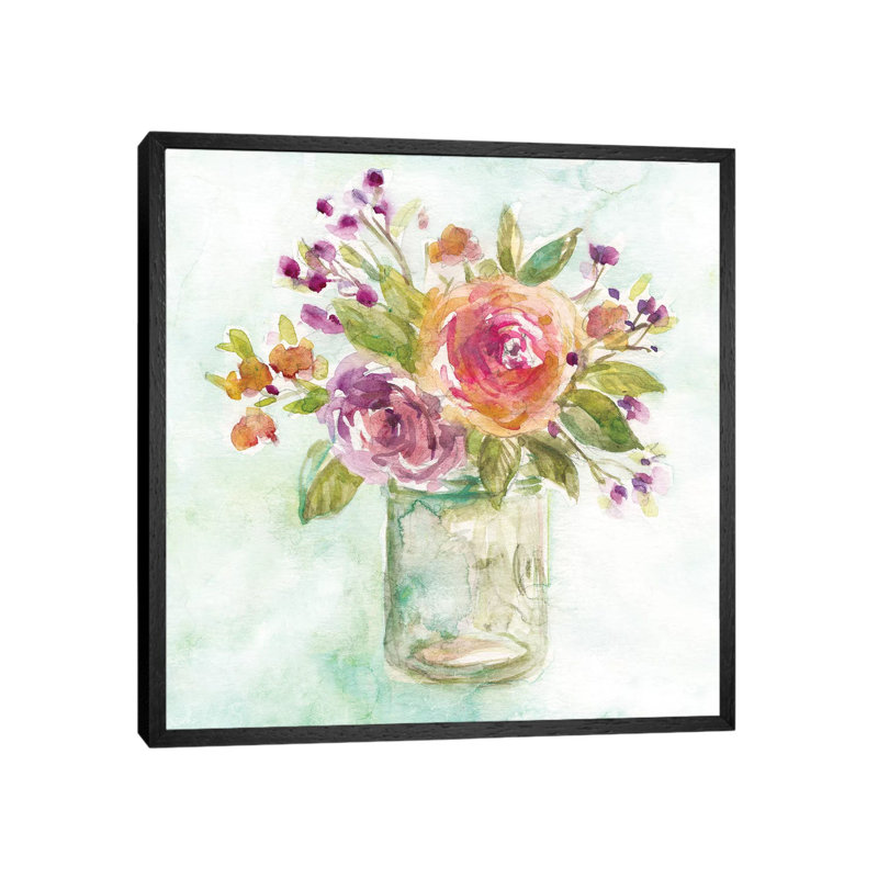 Summer Roses by Domonique Brown - Painting on Canvas, 66.04 cm H x 66.04 cm W, Black Framed