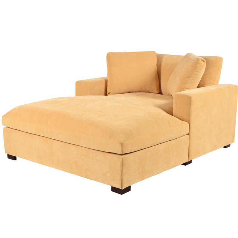 Oversized Seat - Frame, Solid Wood Legs, Fabric, Classic Look, Comfortable Space For You Chaise Lounge Soft Beauty, Relax And Enjoy