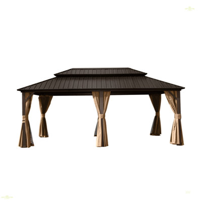Aluminum Metal Gazebo With Galvanized Steel Double Roof Canopy