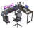 Desk and Chair Set: L-Shaped Computer Desk and Mesh Office Chair-288992176
