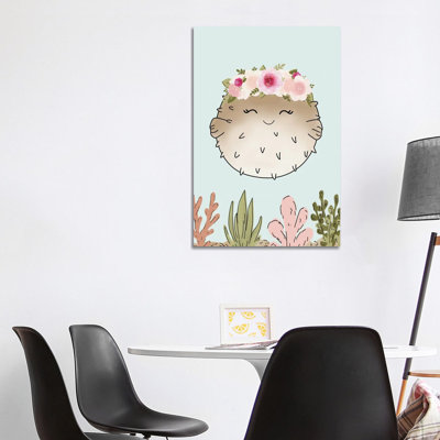 Floral Crown Pufferfish by Katie Bryant - Wrapped Canvas Gallery-Wrapped Canvas Giclée