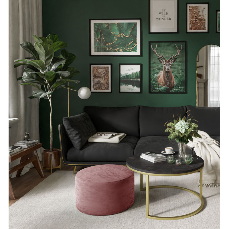Aayliah Frame Coffee Table, Dark Concrete/Pink