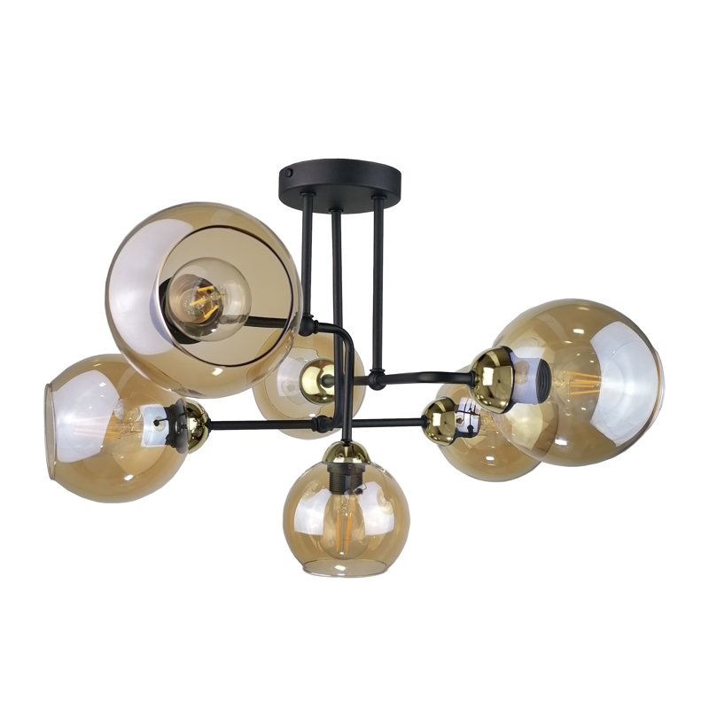 Glass Semi Flush Mount, Black/Gold