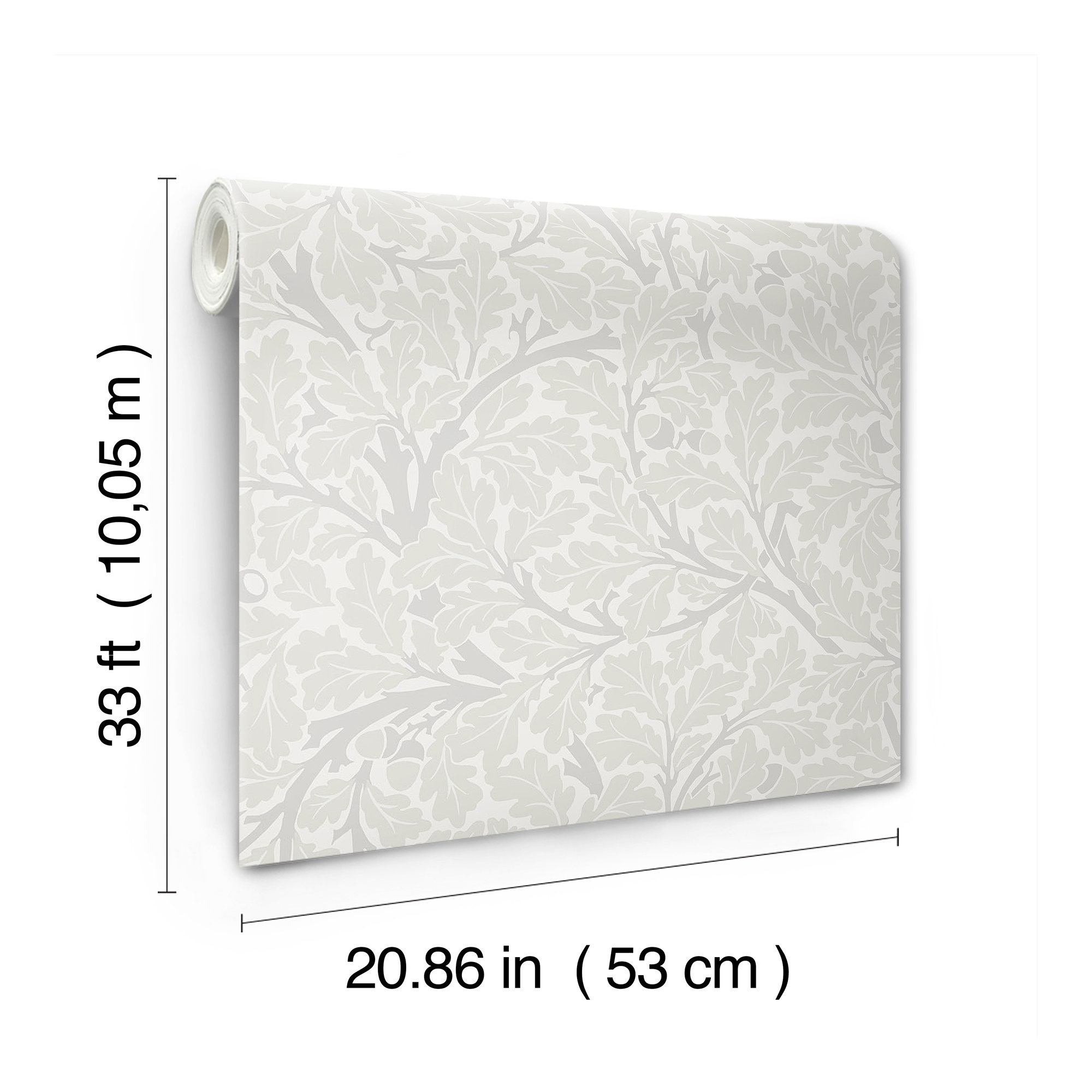 Oak Tree Modern Floral Wallpaper, Dove